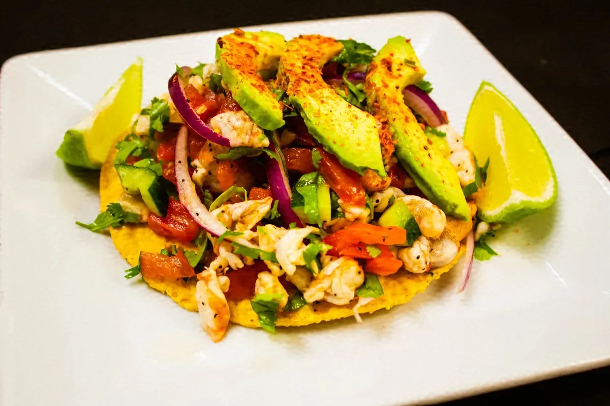 Seafood salad with avocado and lime